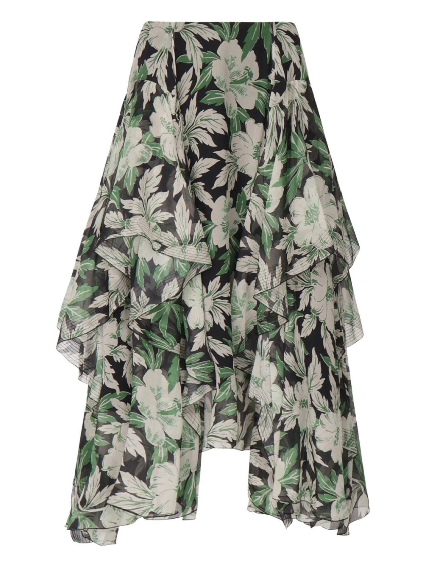 Loewe Silk Skirt In Green