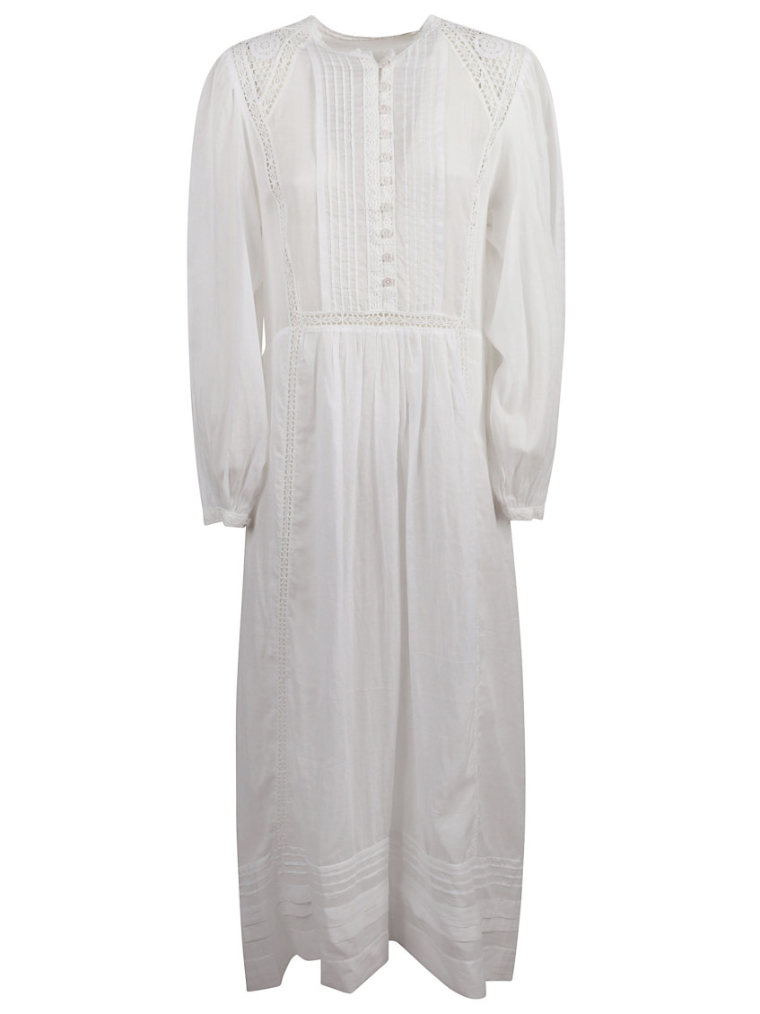 Isabel Marant Étoile Gisela Cotton Dress Pleated Front In White