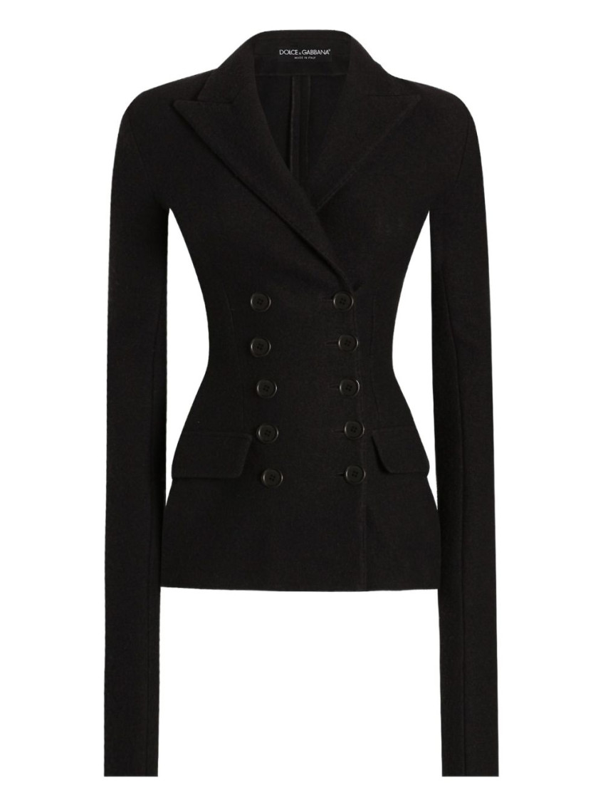 Dolce & Gabbana Double-breasted Jacket In Wool Cloth In Black