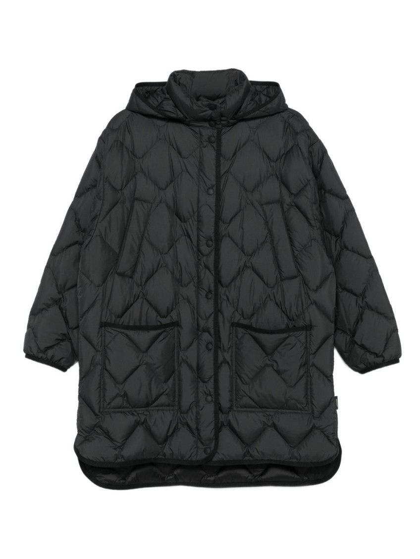 Woolrich Black Quilted Hooded Jacket In Multi