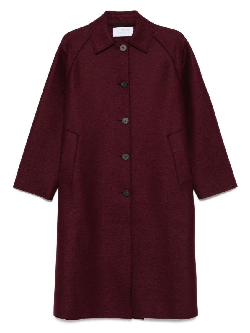 Harris Wharf London Wool Single-breasted Coat In Burgundy