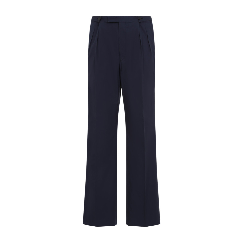 Prada Cotton Popeline Pants Button Detail In Dark Blue