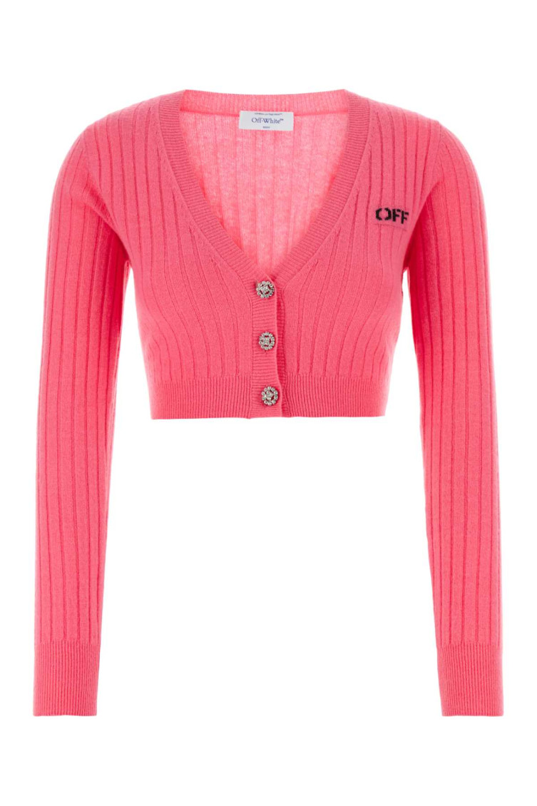 Off-white Off White Fuchsia Wool Blend Cardigan In Fuchsia