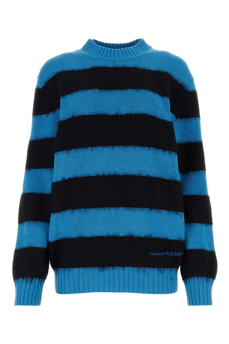 Alexander Mcqueen Multicolor Embroidered Cotton Blend Sweater In Multicolor