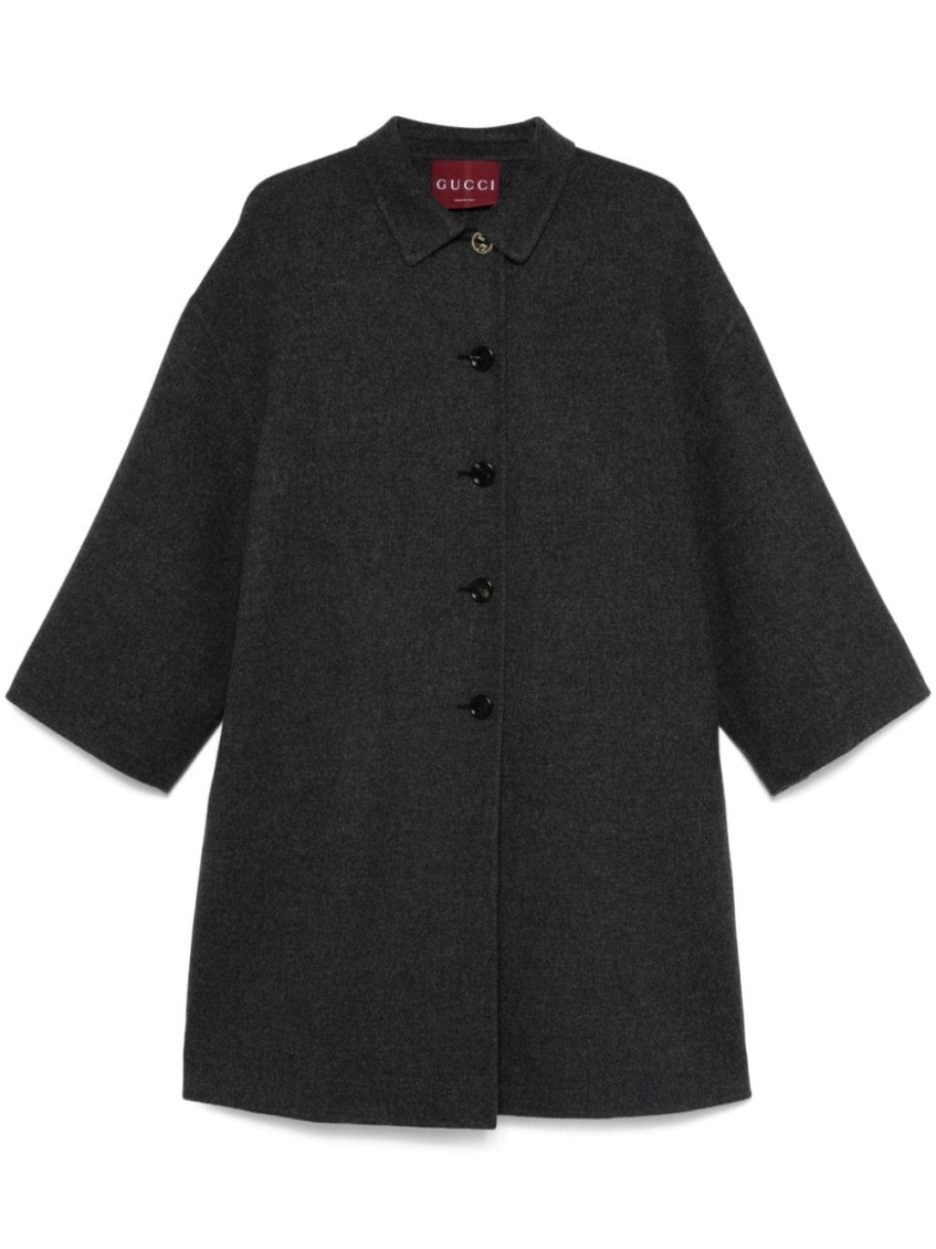 Gucci Dark Grey Single Breasted Coat In Dark Grey