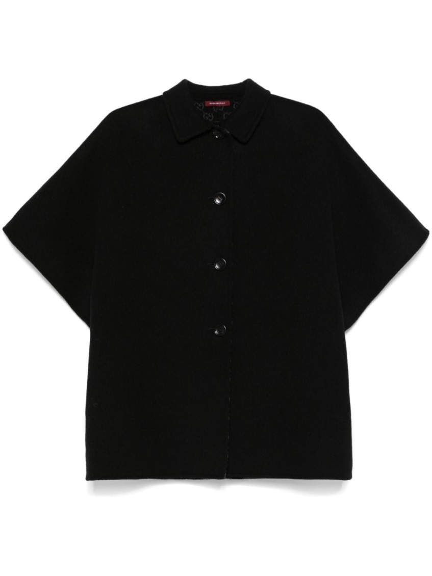 Gucci Reversible Wool And Silk Coat In Black