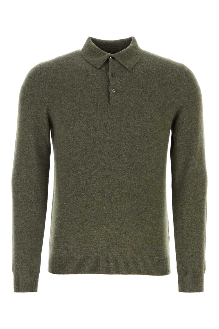 Fedeli Soft Pure Cashmere Sweater With Ribbed Collar In Grey