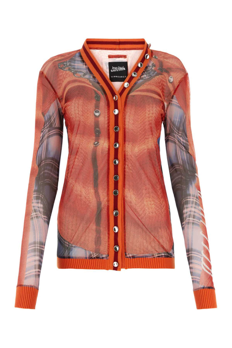 Shop Y/project Orange Printed Tulle Cardigan