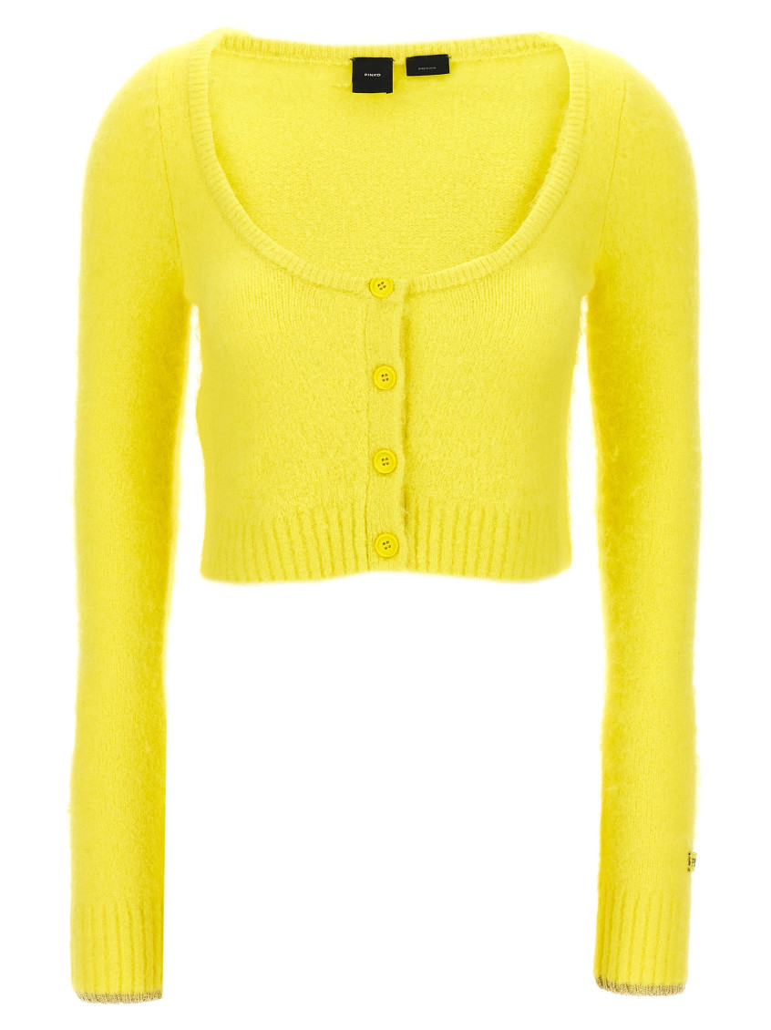 Shop Pinko Yellow Colorpoint Cardigan