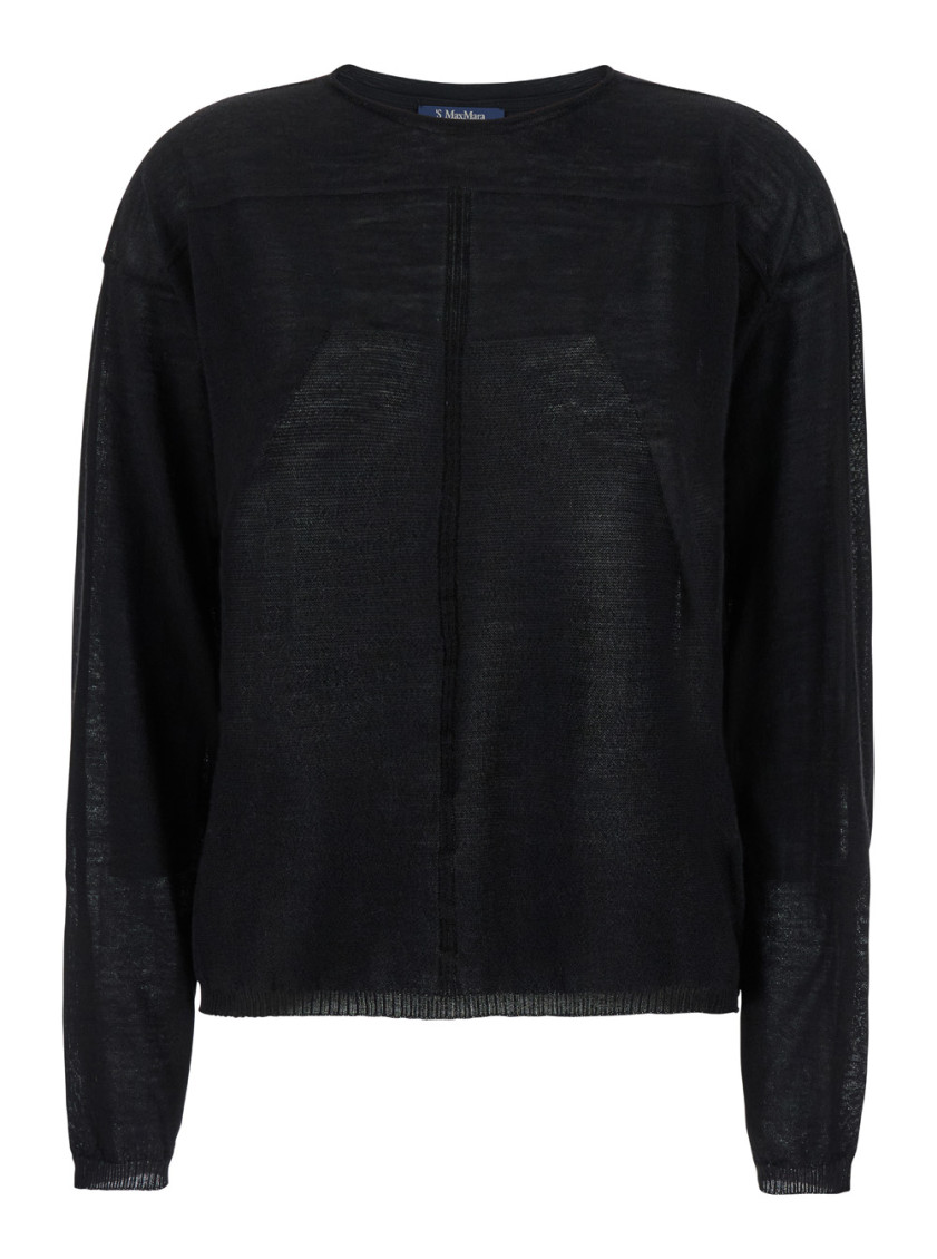 Rick Owens Black Crewneck Pullover In Semi Sheer Fabric Woman In Black