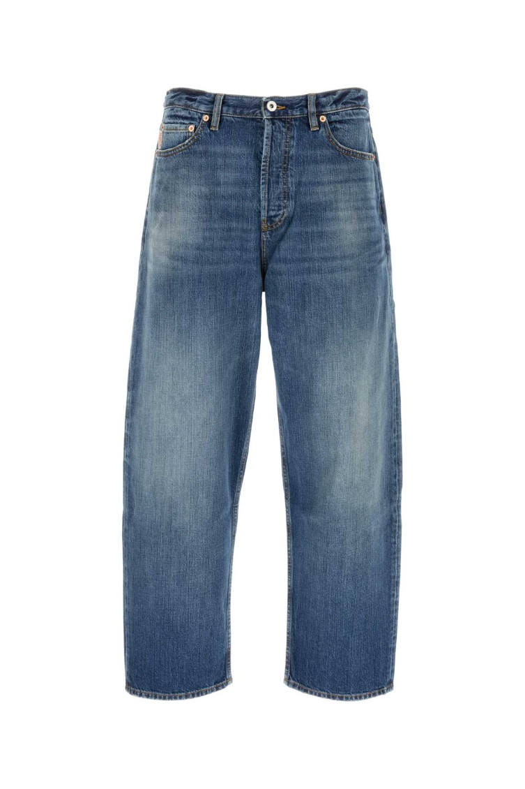 Valentino Blue Washed-effect Denim Jeans In Denim