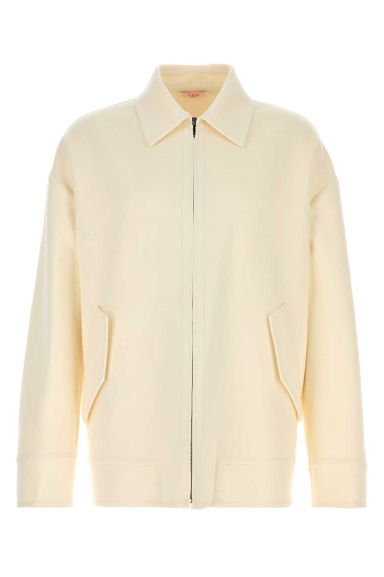 Valentino Garavani Men Ivory Wool Blend Shirt In White