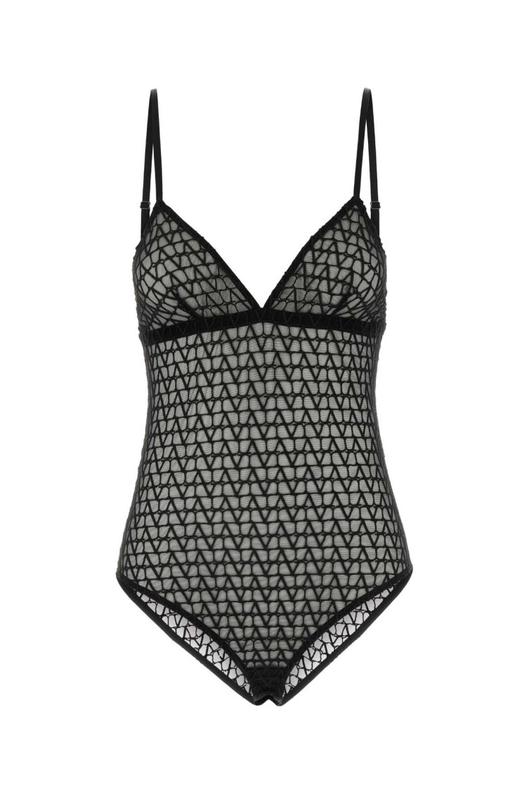 Shop Valentino Black Printed Bodysuit