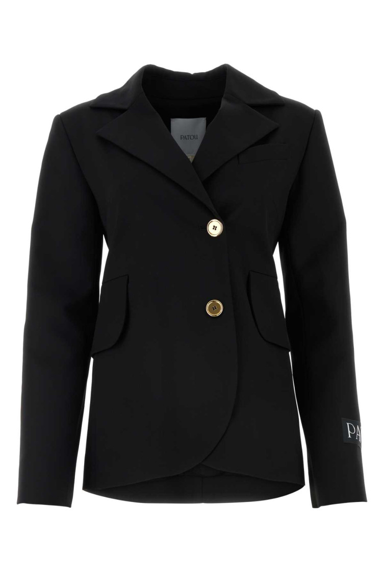Patou Black Stretch Wool Blazer In Black