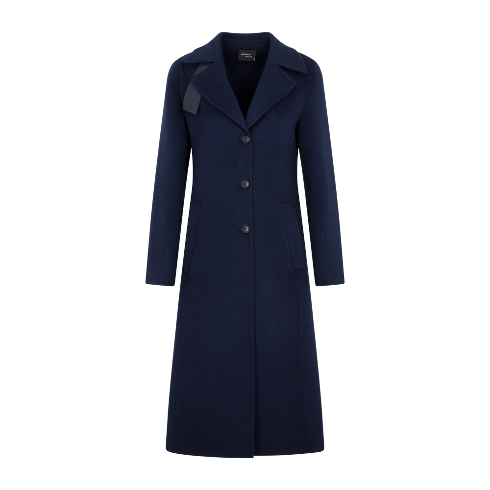 Akris Faby Cashmere Coat In Dark Blue