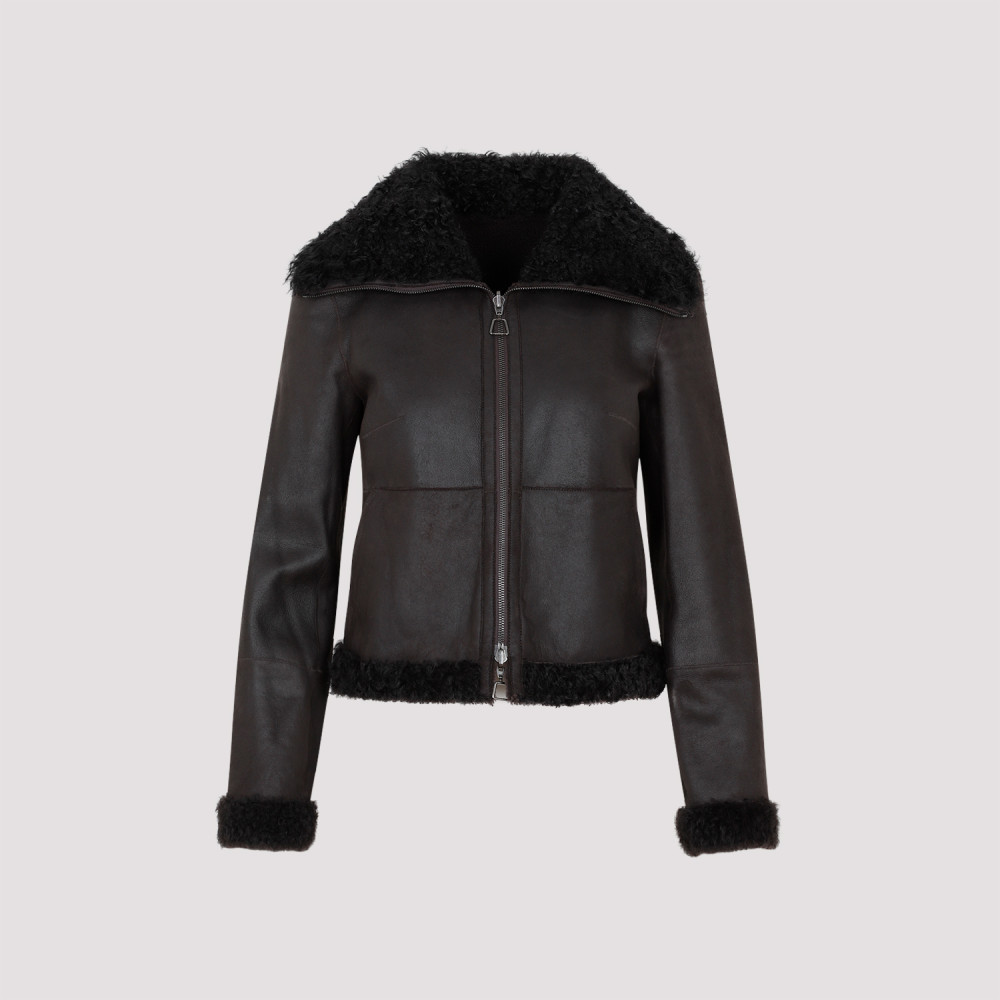 Shop Akris Brown Leather Reversible Jacket,