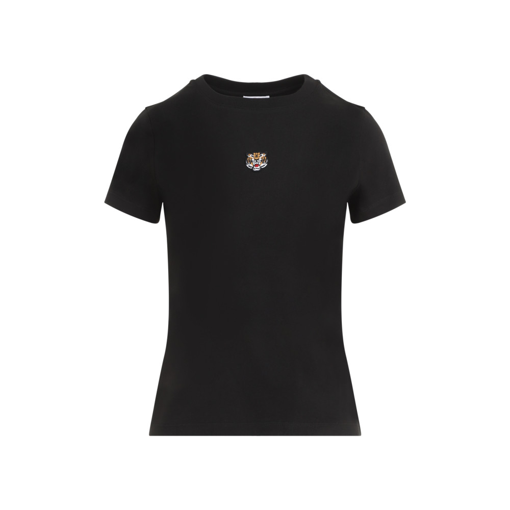 Kenzo Cotton T-shirt With Tiger Prin In Black
