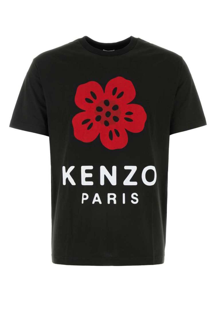 Kenzo Tshirt Con Stampa Boke Flower In Black
