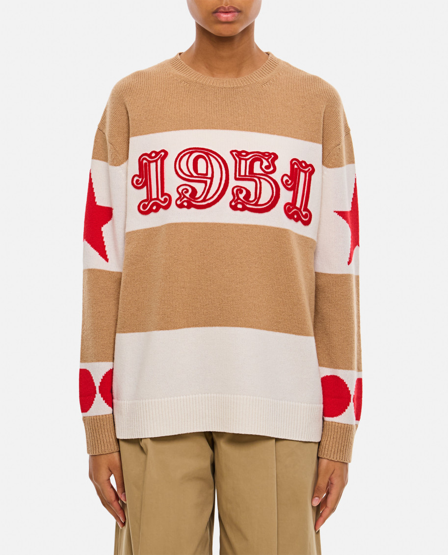 Max Mara Dirce 1951-motif Striped Jumper In Beige