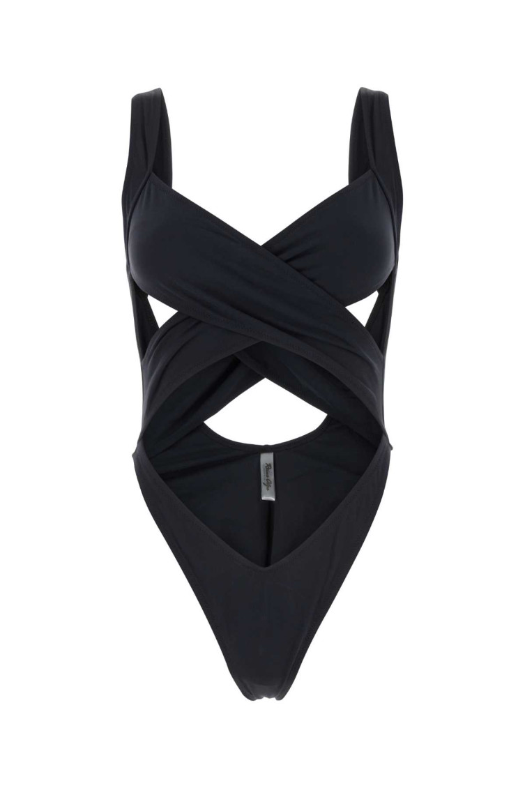Reina Olga 'exotica' Black One-piece Swimsuit With Cut-out And Cross-strap In Black