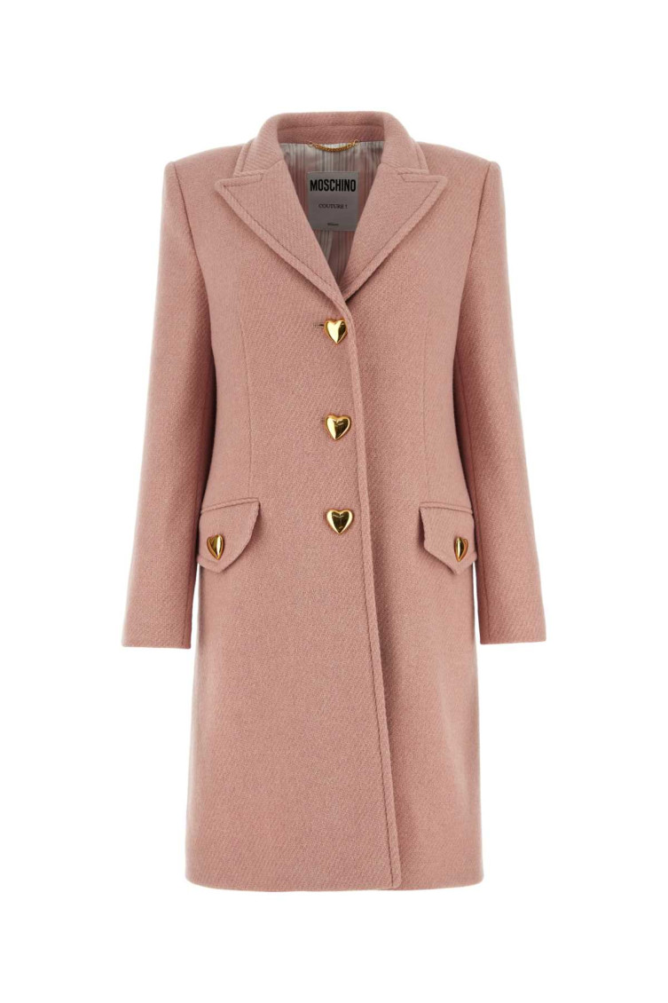 Shop Moschino Light Pink Wool-blend Single Breasted Coat