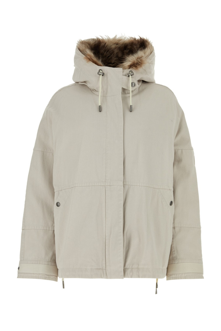 Yves Salomon Coat With Fur Trim And Hood In White