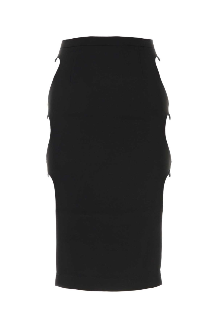 Marco Rambaldi High-waisted Stretch Viscose Skirt With Side Buttons In Black