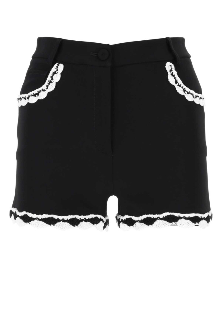 Moschino High-waist Lace-trim Buttoned Shorts In Black