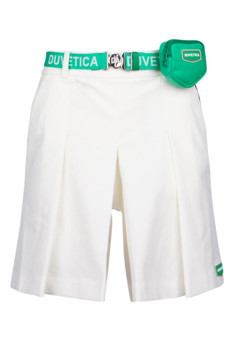 Duvetica Belted Waist Skirt With Front And Back Pockets In White