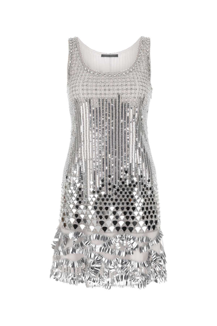 Alberta Ferretti Alberta Ferreti Silver Sequins Mini Dress In Silver