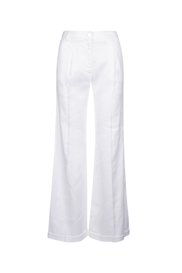 Jacob Cohen White Straight-leg Linen-blend Trousers In White