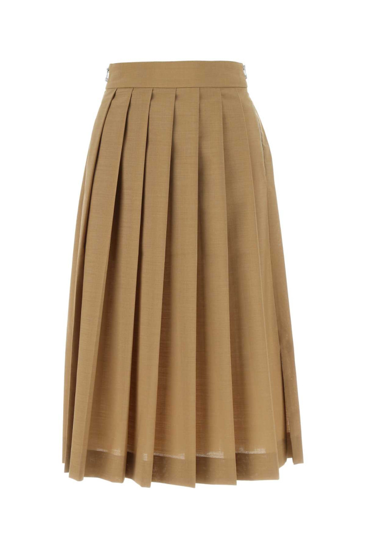 QUIRA BEIGE POLYESTER BLEND SKIRT