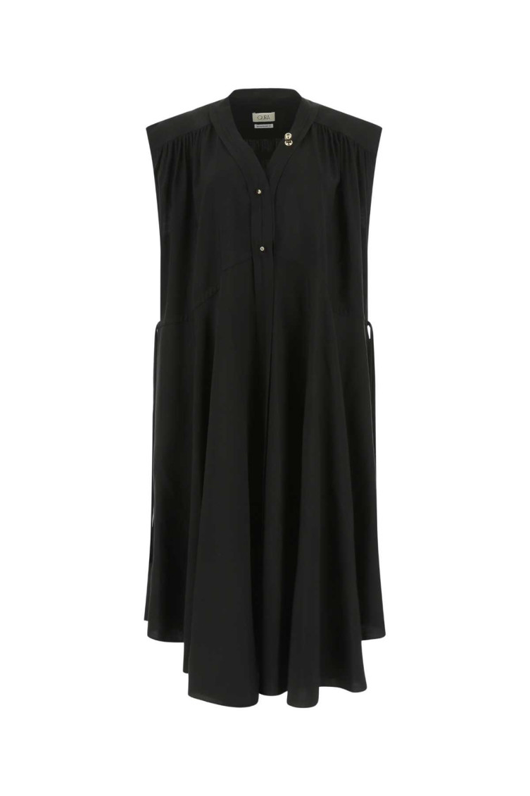 QUIRA BLACK VISCOSE BLEND OVERSIZE DRESS