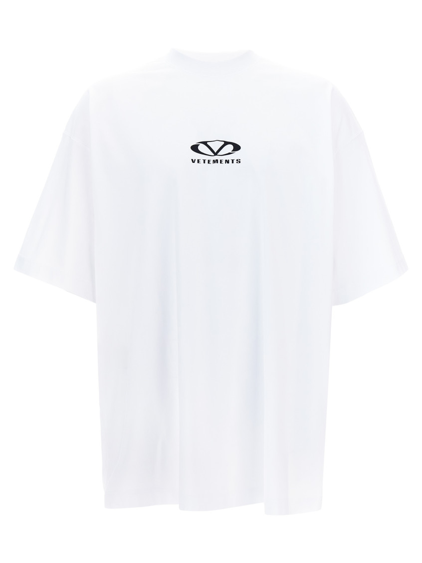 Vetements Short Sleeves Unisex Cotton Blend T-shirt In White