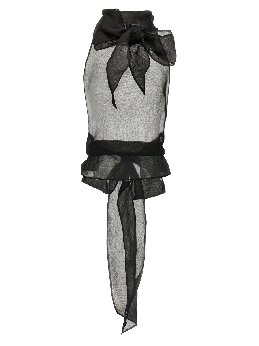 Dsquared2 'bow Layered Sheer Sleeveless Top' In Black