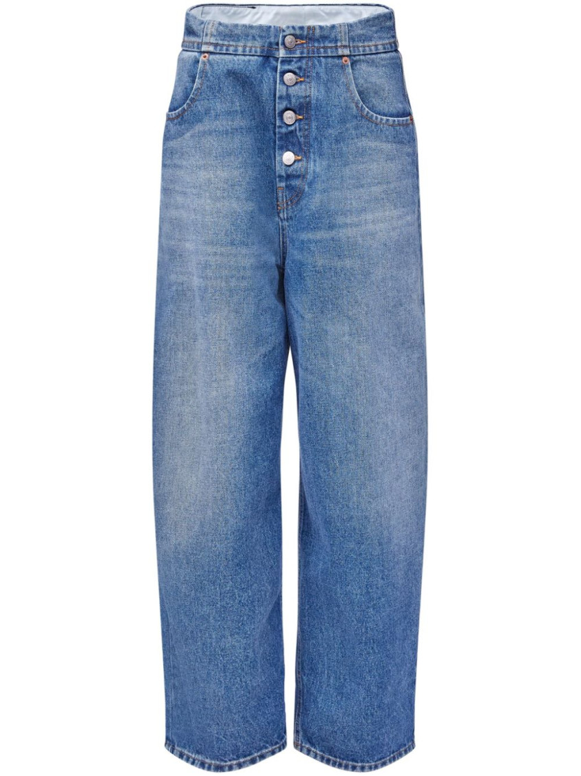 Mm6 Maison Margiela Sky Blue Wide-leg Denim Cotton Jeans In Sky Blue