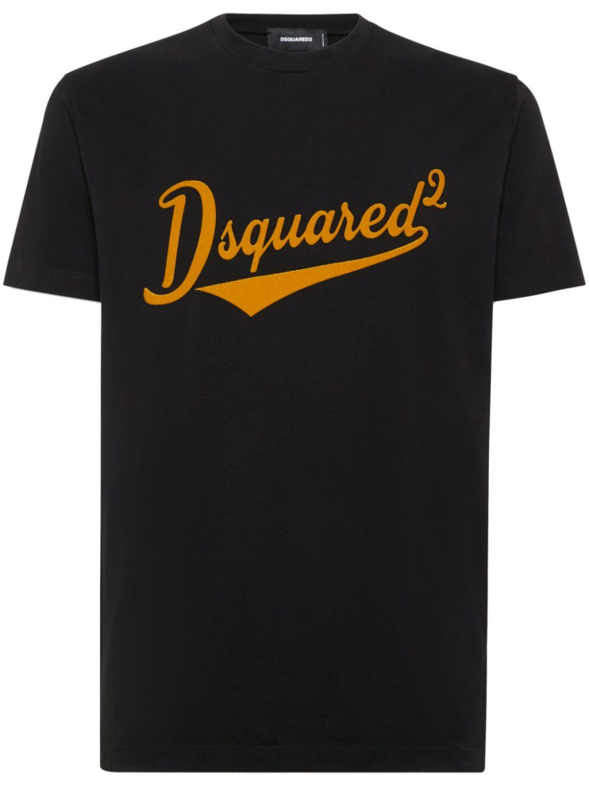 Dsquared2 Black T-shirt With Logo Print On The Front In Black