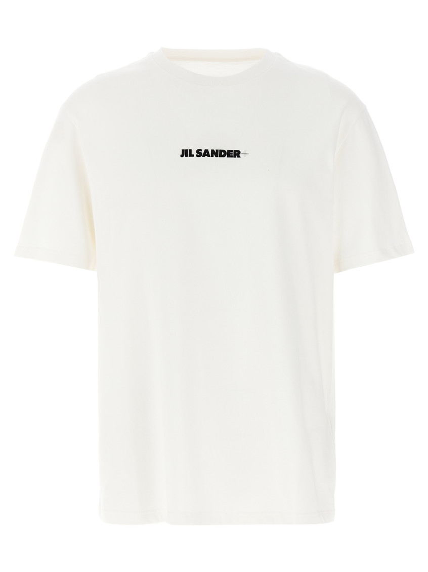 Jil Sander White T-shirt With Short Sleeves And Contrasting Logo Print In Cotton Man In White