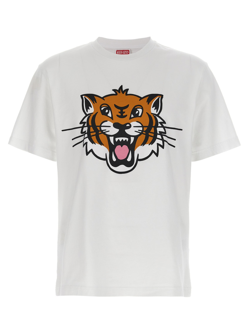 Kenzo Happy Tiger Classic Cotton T-shirt In White