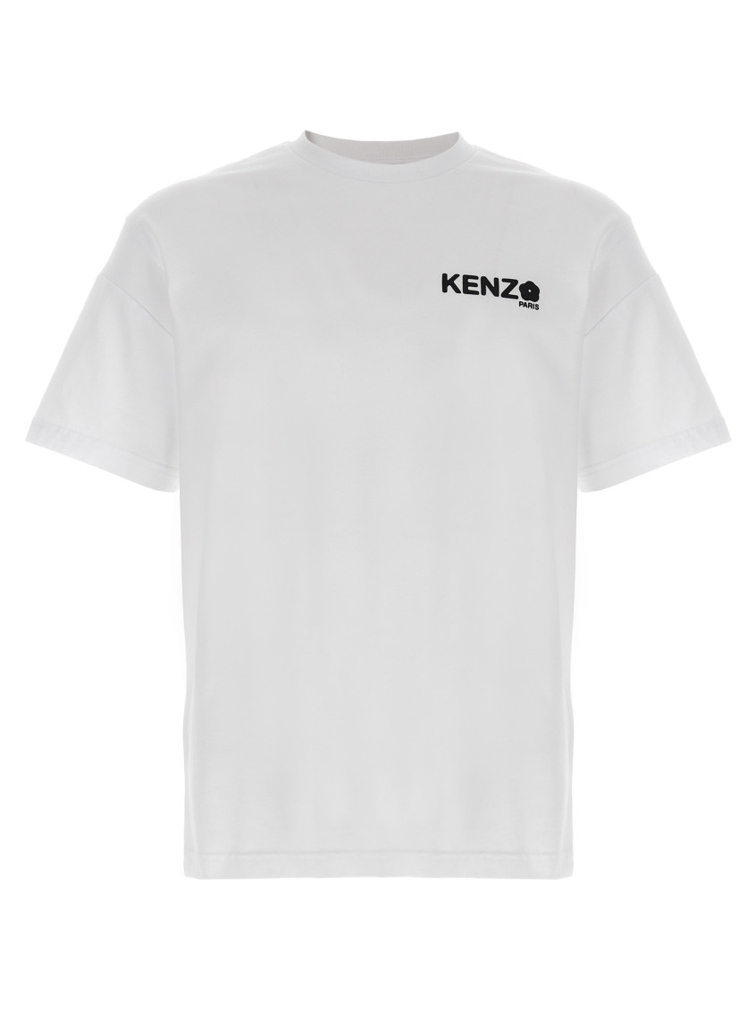 Kenzo White Classic T-shirt With Contrasting Logo Print In Cotton In White