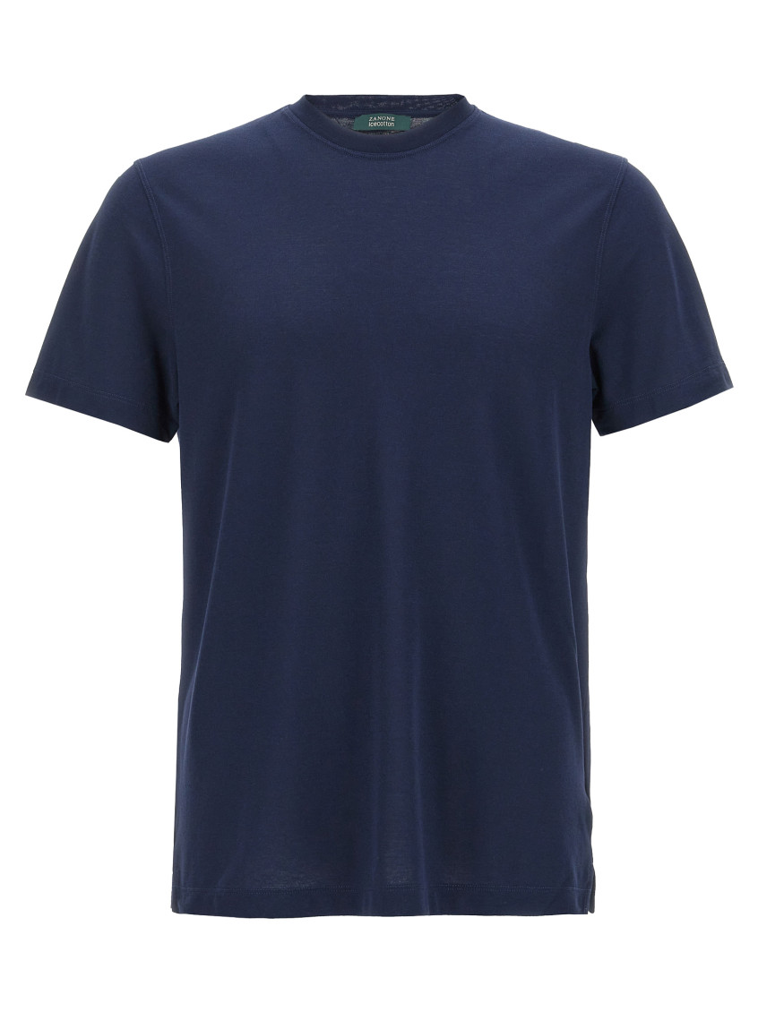 Zanone Crew Neck Plain Short Sleeves T-shirt In Blue