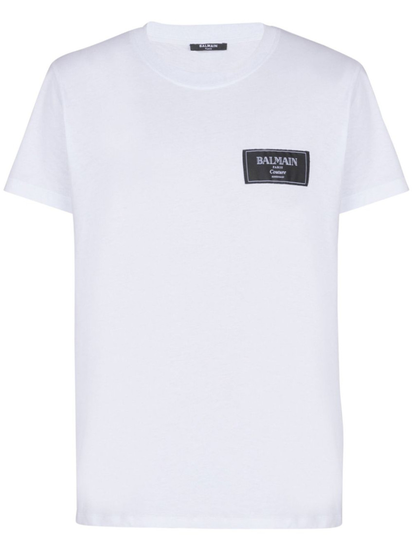 Shop Balmain White Crew Neck T-shirt