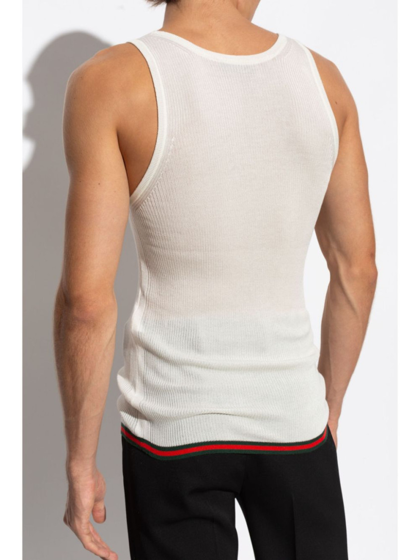 Gucci White Logo Tank Top for Men Online USA at Darveys.com