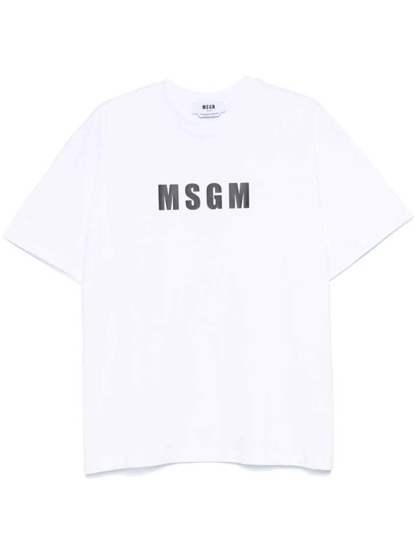 Msgm Logo-print Cotton T-shirt Clothing In White