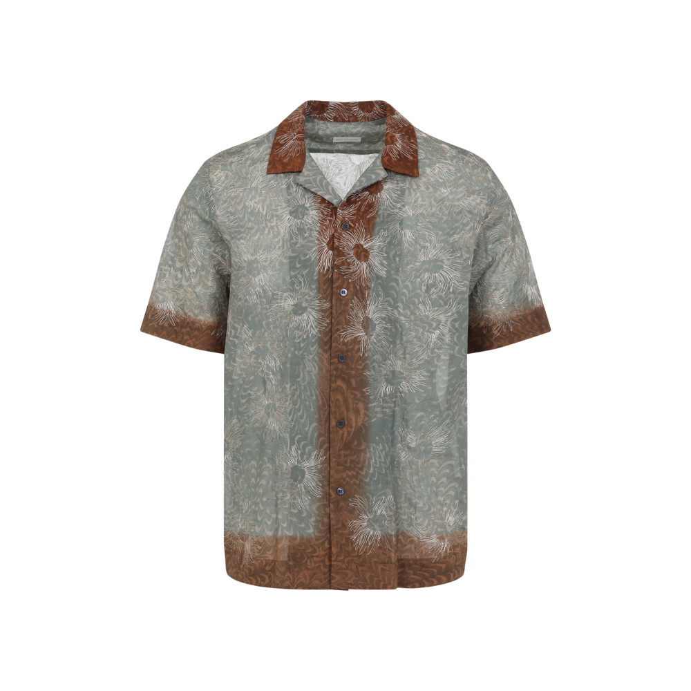 Dries Van Noten Short-sleeved Floral Pattern Shirt In Vibrant Green In Green