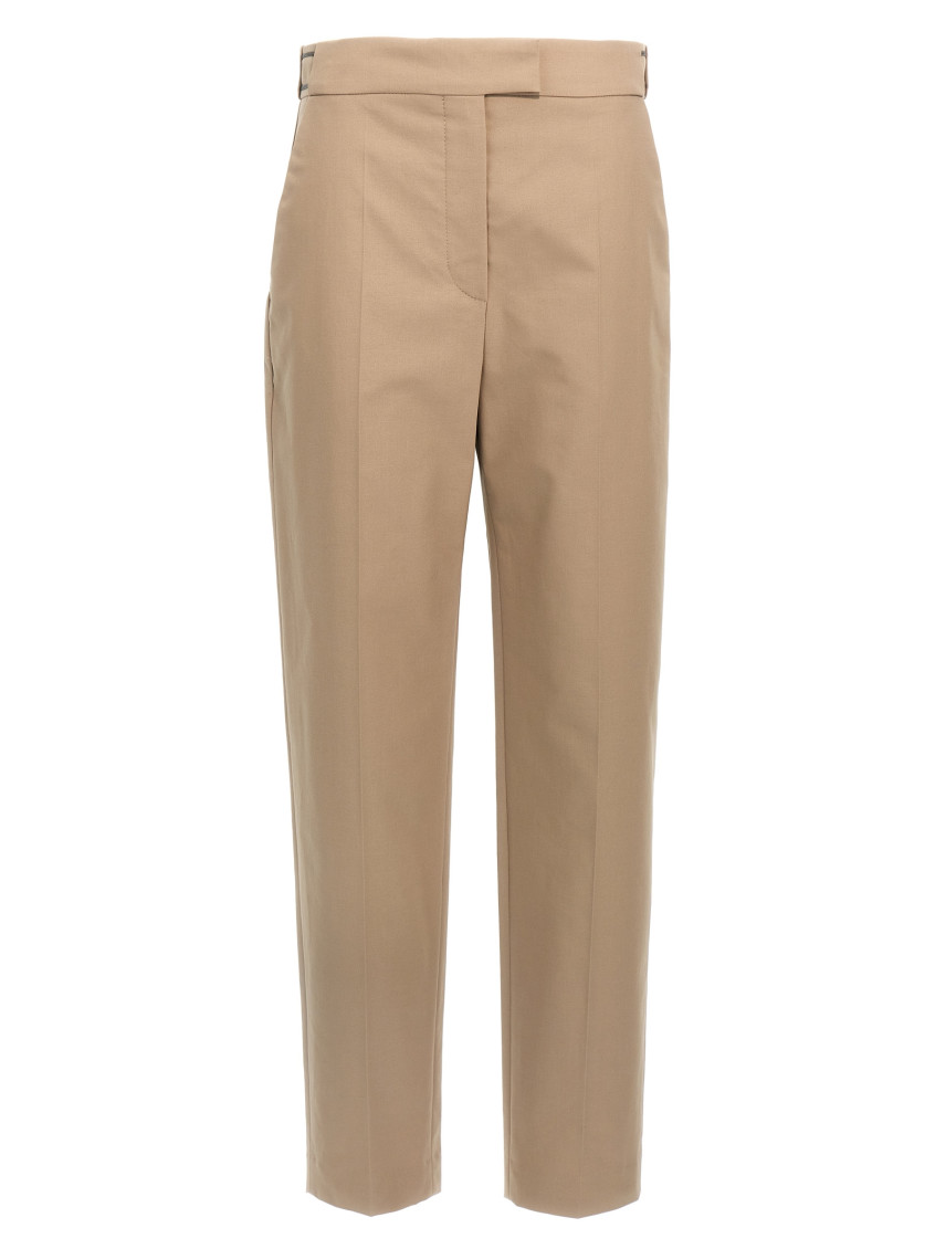 Brunello Cucinelli Cotton Trousers With Pockets And Belt Loops In Beige
