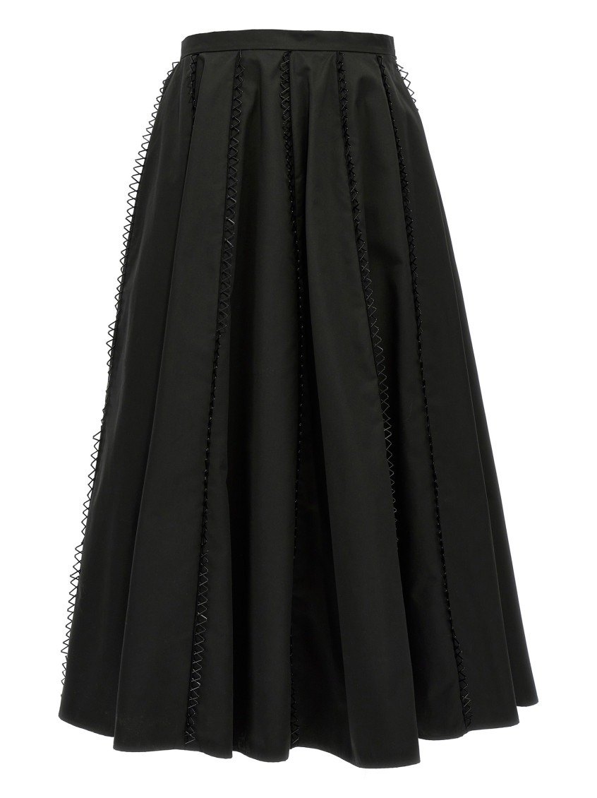 Shop Fabiana Filippi Black Embroidery Skirt