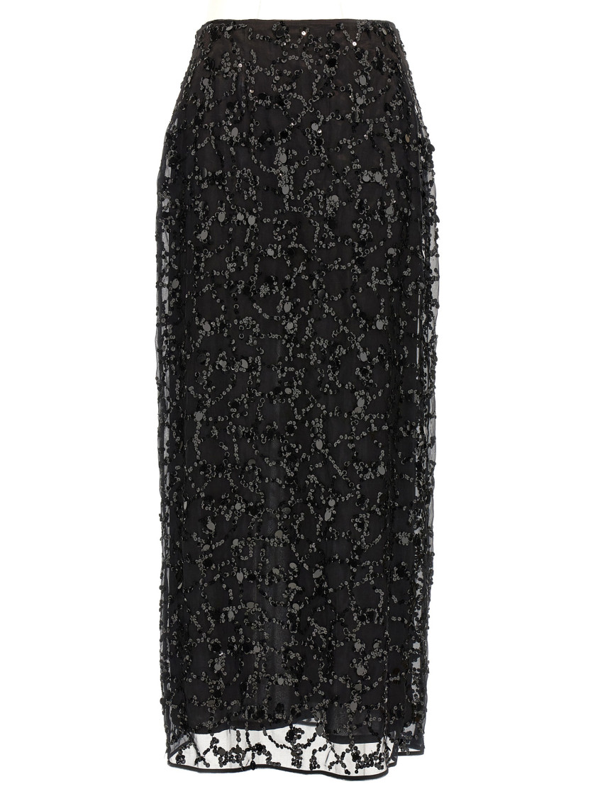 Shop Fabiana Filippi Black Sequin Skirt