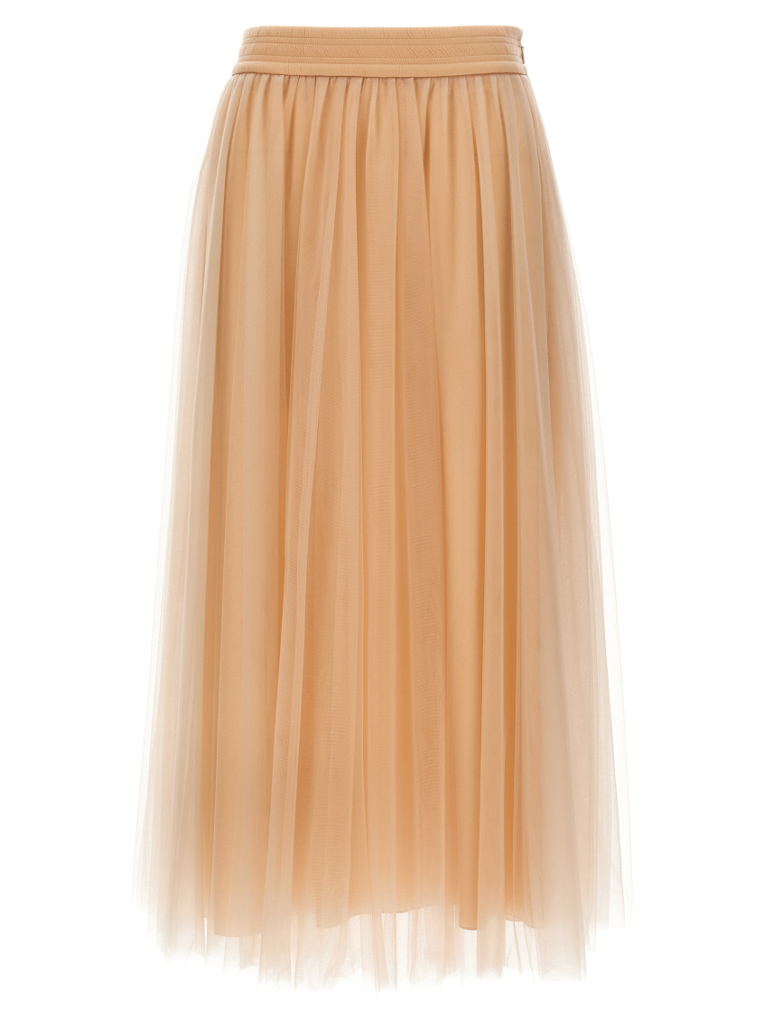 Fabiana Filippi Tulle Longuette Skirt With Flowing Layers In Pink