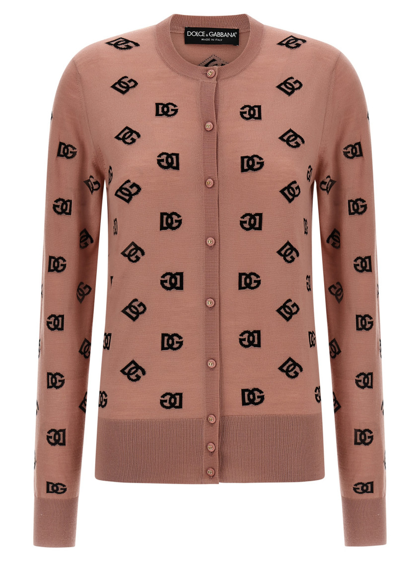 Dolce & Gabbana Long-sleeved Knitted Cardigan In Pink